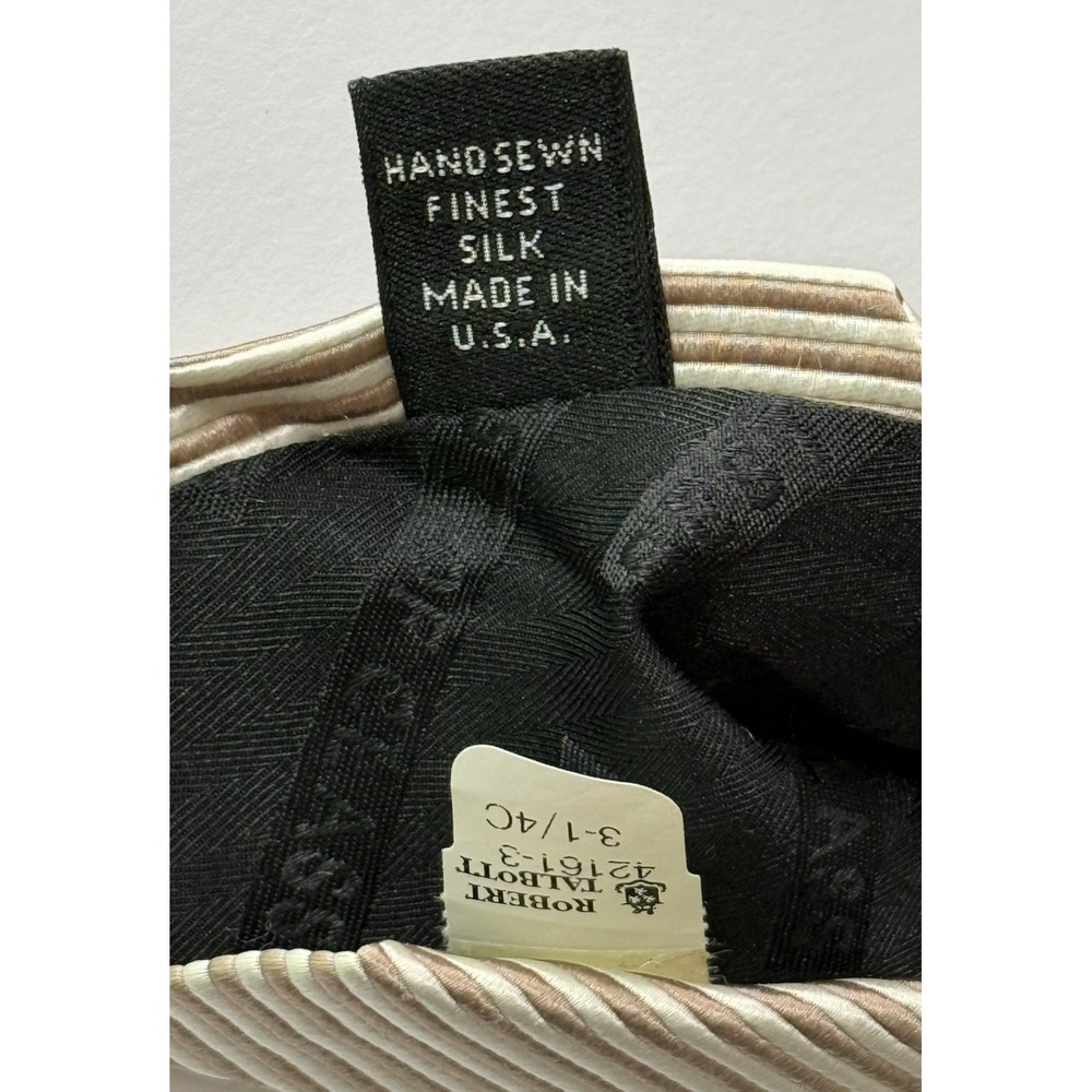 NWT ROBERT TALBOTT 100% Silk Tie Cream/Beige Striped - Made In USA - EUC - Picture 9 of 12